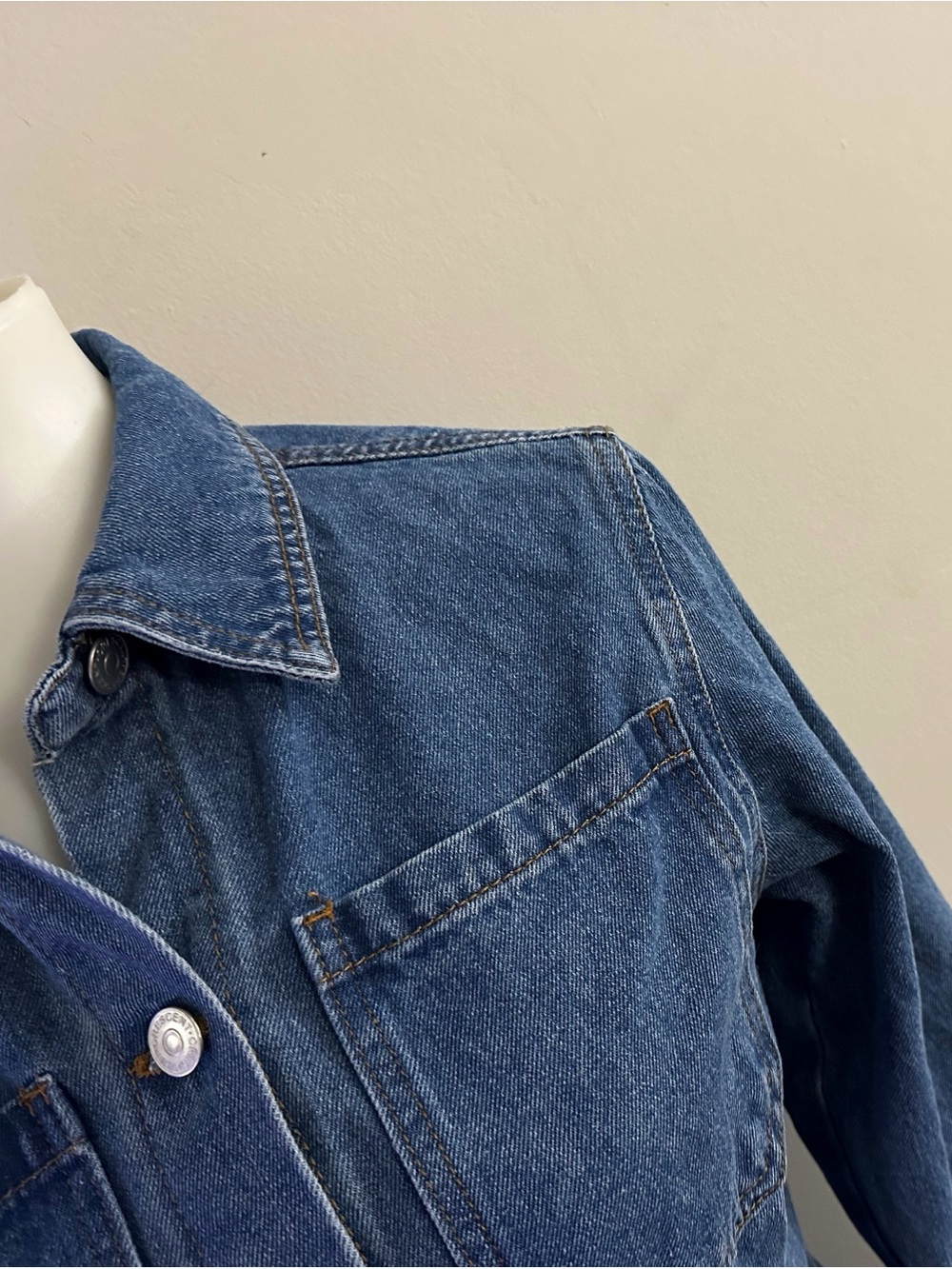 Crescent Zae Blue Denim Button-Front Mini Dress Western Boho Indie Sleeze - Picture 7 of 8